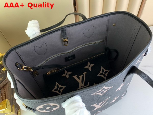 Louis Vuitton Neverfull MM Tote Bag in Black and Beige Monogram Empreinte Leather M58907 Replica