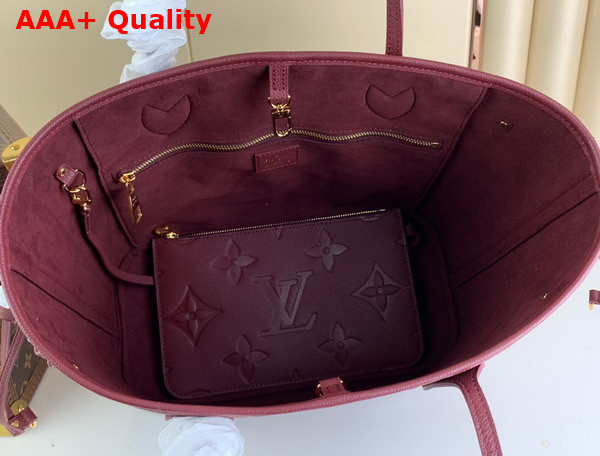 Louis Vuitton Neverfull MM Tote Bag in Burgundy Monogram Empreinte Leather Replica