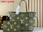 Louis Vuitton Neverfull MM Tote Bag in Khaki Monogram Empreinte Leather Replica