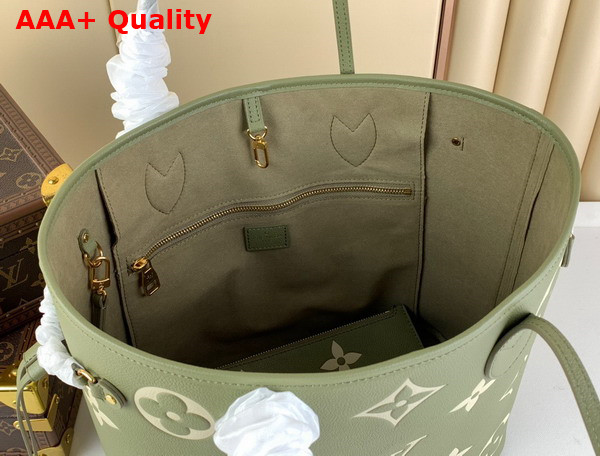 Louis Vuitton Neverfull MM Tote Bag in Khaki Monogram Empreinte Leather Replica