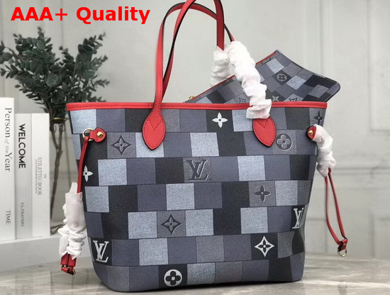 Louis Vuitton Neverfull MM Tote Bag in Maxi Damier Graphite Canvas Replica