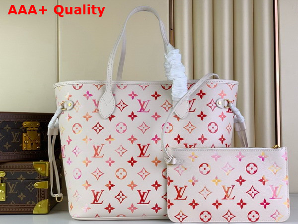 Louis Vuitton Neverfull MM Tote Bag in Monogram Empreinte Sunrise Aquarelle Leather M47080 Replica