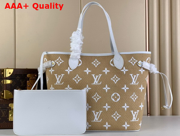 Louis Vuitton Neverfull MM Tote in Beige Lotus Cotton M22839 Replica