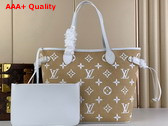 Louis Vuitton Neverfull MM Tote in Beige Lotus Cotton M22839 Replica