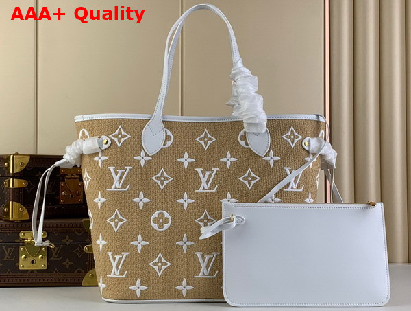 Louis Vuitton Neverfull MM Tote in Beige Lotus Cotton M22839 Replica