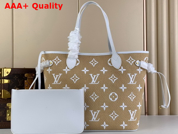 Louis Vuitton Neverfull MM Tote in Beige Lotus Cotton M22839 Replica