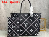 Louis Vuitton Neverfull MM Tote in Black Monogram Empreinte Leather with Heritage Malletage Pattern M46040 Replica