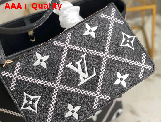 Louis Vuitton Neverfull MM Tote in Black Monogram Empreinte Leather with Heritage Malletage Pattern M46040 Replica