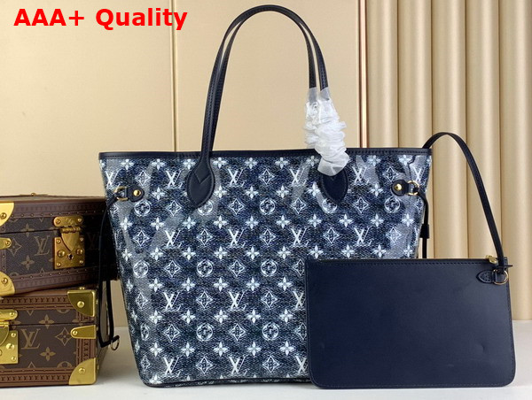 Louis Vuitton Neverfull MM Tote in Blue Monoglam Coated Canvas M22921 Replica