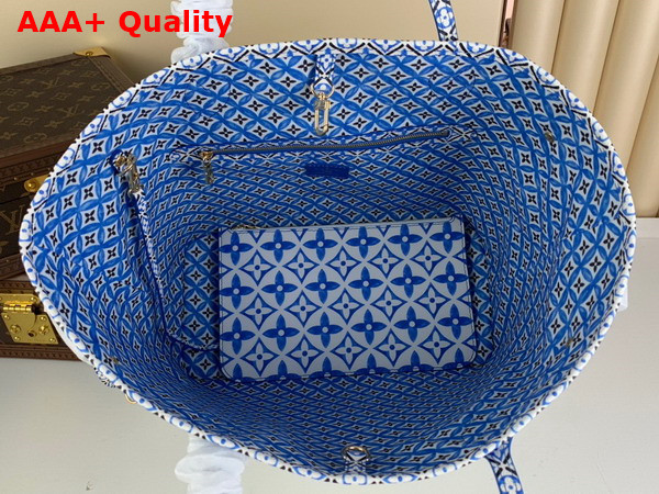 Louis Vuitton Neverfull MM Tote in Blue Monogram Coated Canvas M22979 Replica