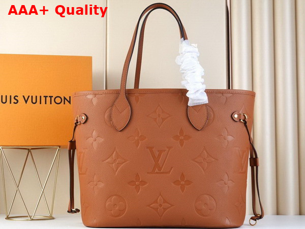 Louis Vuitton Neverfull MM Tote in Brown Embossed Monogram Empreinte Leather Replica