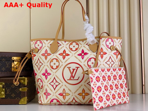 Louis Vuitton Neverfull MM Tote in Coral Monogram Tiles Canvas M25317 Replica