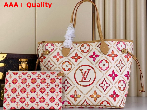 Louis Vuitton Neverfull MM Tote in Coral Monogram Tiles Canvas M25317 Replica