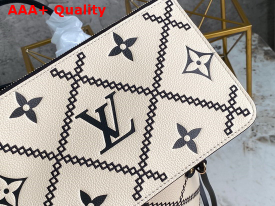 Louis Vuitton Neverfull MM Tote in Creme Monogram Empreinte Leather with Heritage Malletage Pattern M46039 Replica