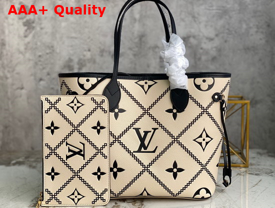 Louis Vuitton Neverfull MM Tote in Creme Monogram Empreinte Leather with Heritage Malletage Pattern M46039 Replica