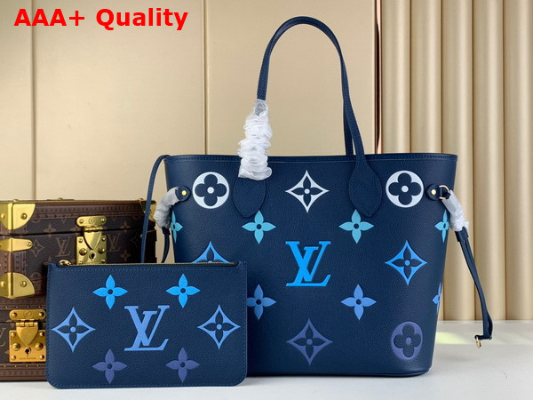 Louis Vuitton Neverfull MM Tote in Gradient Blue Monogram Empreinte Embossed Cowhide Leather M46514 Replica