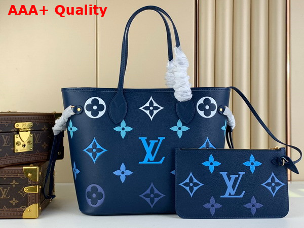 Louis Vuitton Neverfull MM Tote in Gradient Blue Monogram Empreinte Embossed Cowhide Leather M46514 Replica