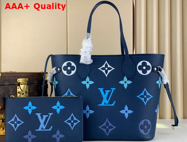 Louis Vuitton Neverfull MM Tote in Gradient Blue Monogram Empreinte Embossed Cowhide Leather M46514 Replica