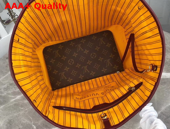 Louis Vuitton Neverfull MM Tote in Monogram Canvas Interwoven with Stripes of Smooth Colored Leather Replica