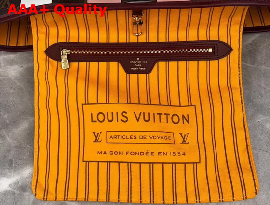 Louis Vuitton Neverfull MM Tote in Monogram Canvas Interwoven with Stripes of Smooth Colored Leather Replica