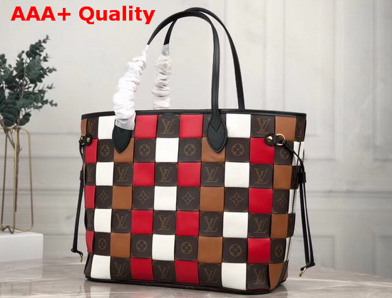 Louis Vuitton Neverfull MM Tote in Monogram Canvas Woven with Colored Leather Replica