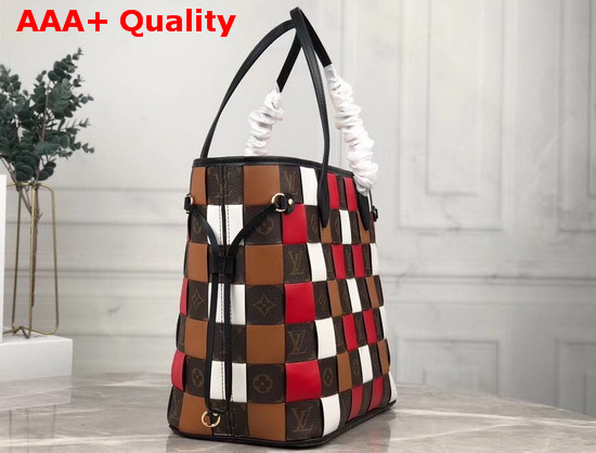 Louis Vuitton Neverfull MM Tote in Monogram Canvas Woven with Colored Leather Replica