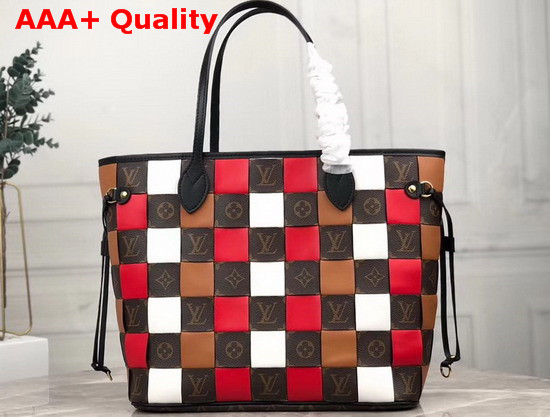 Louis Vuitton Neverfull MM Tote in Monogram Canvas Woven with Colored Leather Replica