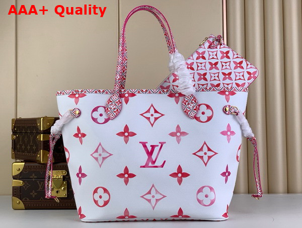 Louis Vuitton Neverfull MM Tote in Pink Monogram Coated Canvas M22980 Replica