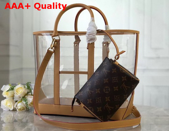 Louis Vuitton Neverfull MM Transparent PVC and Tan Calf Leather Replica