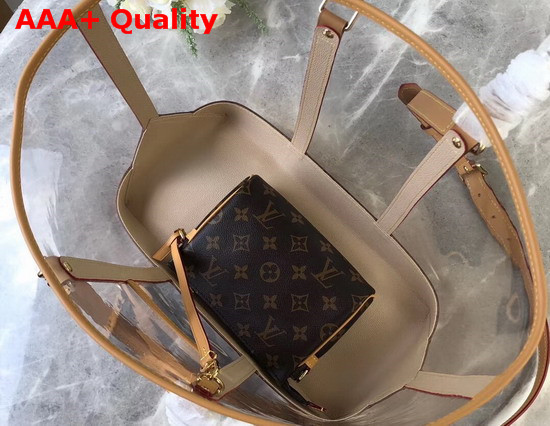 Louis Vuitton Neverfull MM Transparent PVC and Tan Calf Leather Replica