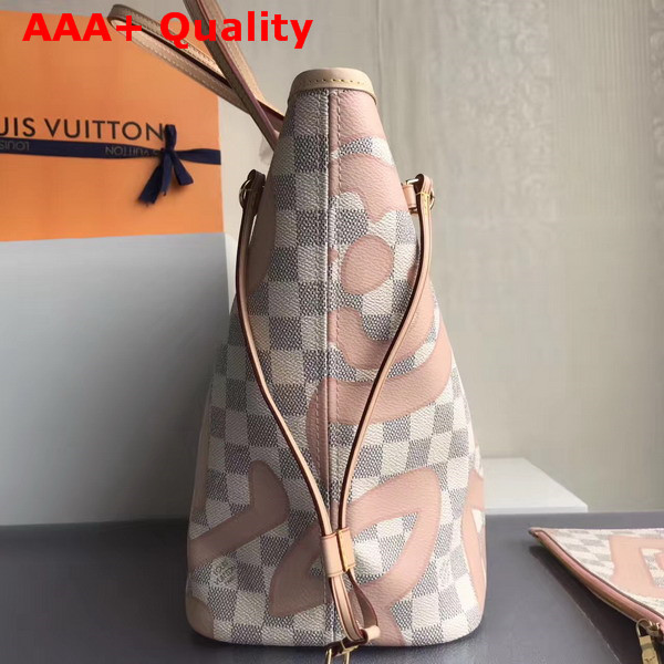 Louis Vuitton Neverfull MM in Damier Azur Canvas Overlaid with a Splashy Monogram Print N41050 Replica