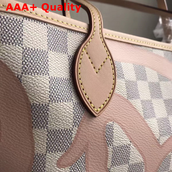 Louis Vuitton Neverfull MM in Damier Azur Canvas Overlaid with a Splashy Monogram Print N41050 Replica