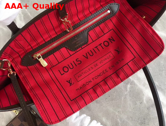 Louis Vuitton Neverfull PM Damier Ebene Canvas with Cherry Interior Replica