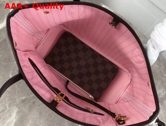 Louis Vuitton Neverfull PM Damier Ebene Canvas with Pink Interior Replica