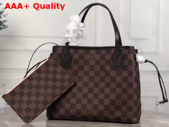 Louis Vuitton Neverfull PM Damier Ebene Canvas with Pink Interior Replica