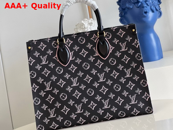 Louis Vuitton New Onthego MM Tote in Black Printed Monogram Canvas Replica