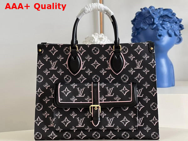 Louis Vuitton New Onthego MM Tote in Black Printed Monogram Canvas Replica