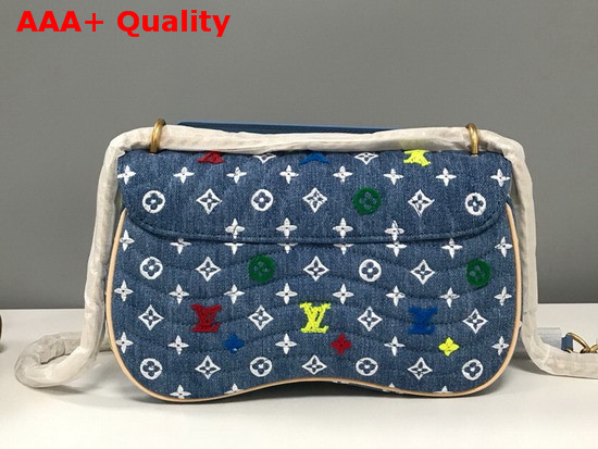 Louis Vuitton New Wave Chain Bag MM in Quilted Denim with Embroidered Monogram Flowers M53692 Replica