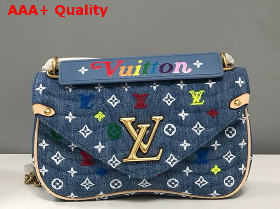 Louis Vuitton New Wave Chain Bag MM in Quilted Denim with Embroidered Monogram Flowers M53692 Replica