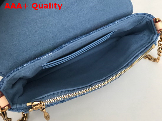 Louis Vuitton New Wave Chain Pochette Blue Embroidered Monogram Denim M67531 Replica