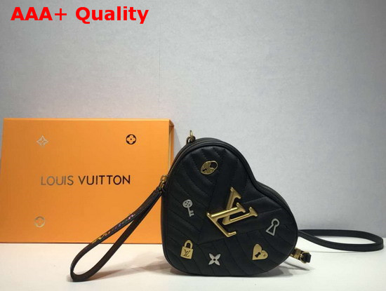 Louis Vuitton New Wave Heart Bag with LV Initials and LV Love Lock Story Symbols Black Replica