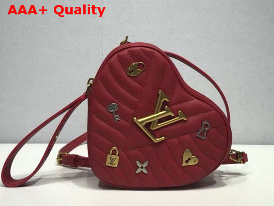 Louis Vuitton New Wave Heart Bag with LV Initials and LV Love Lock Story Symbols Scarlet Red M52794 Replica