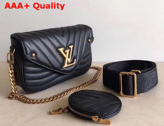 Louis Vuitton New Wave Multi Pochette Accessoires Black Smooth Calf Leather Replica