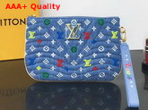 Louis Vuitton New Wave Zip Pochette in Washed Denim with Colorful Monogram Embroidery M67538 Replica