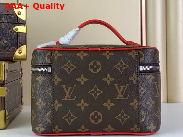 Louis Vuitton Nice Mini Toiletry Bag in Monogram Macassar Coated Canvas with Red Cowhide Leather Trim M46766 Replica