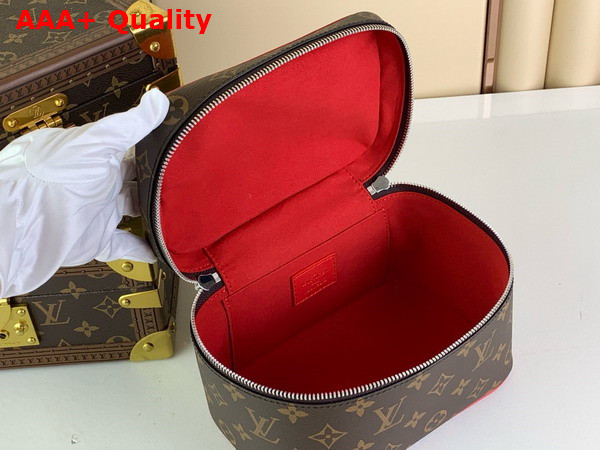 Louis Vuitton Nice Mini Toiletry Bag in Monogram Macassar Coated Canvas with Red Cowhide Leather Trim M46766 Replica