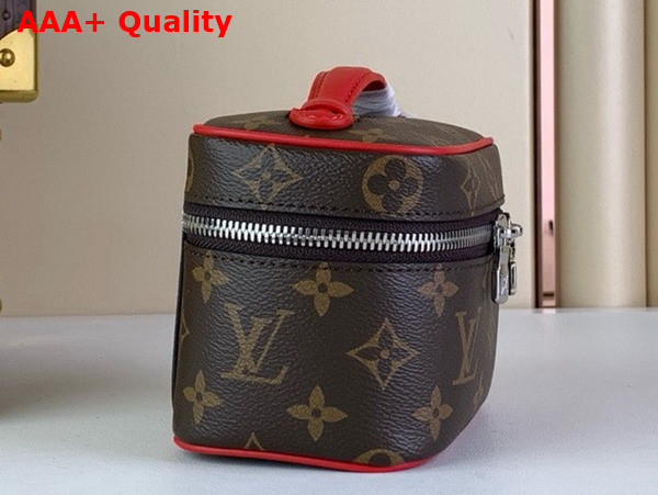 Louis Vuitton Nice Nano Toiletry Pouch in Monogram Coated Canvas with Red Cowhide Leather Trim Replica