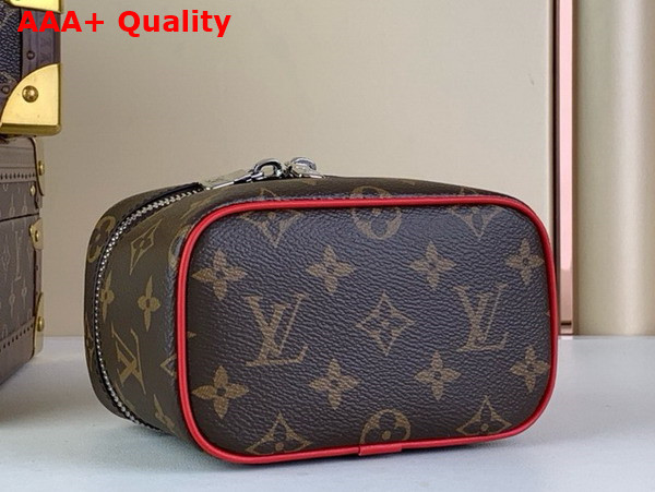 Louis Vuitton Nice Nano Toiletry Pouch in Monogram Coated Canvas with Red Cowhide Leather Trim Replica