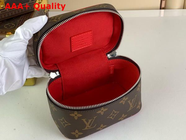 Louis Vuitton Nice Nano Toiletry Pouch in Monogram Coated Canvas with Red Cowhide Leather Trim Replica