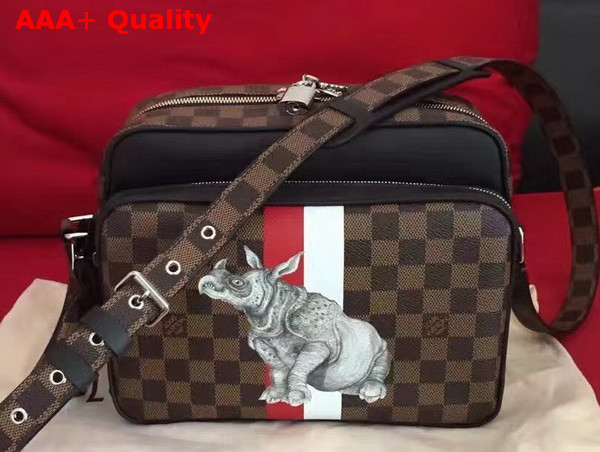 Louis Vuitton Nil Shoulder Bag Damier Ebene Canvas with Rhinoceros Illustration N42704 Replica